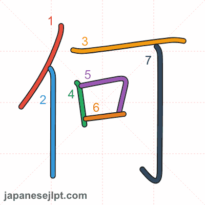 Stroke order animation for kanji 何