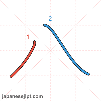 Stroke order animation for kanji 八
