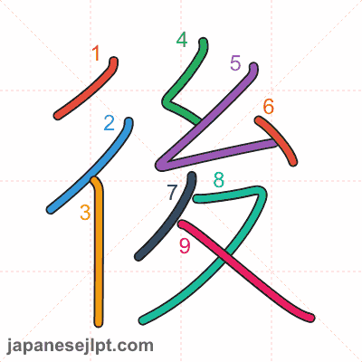 Stroke order animation for kanji 後