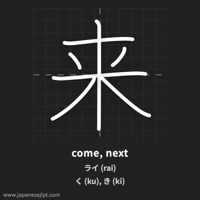 Kanji 来 meaning and readings