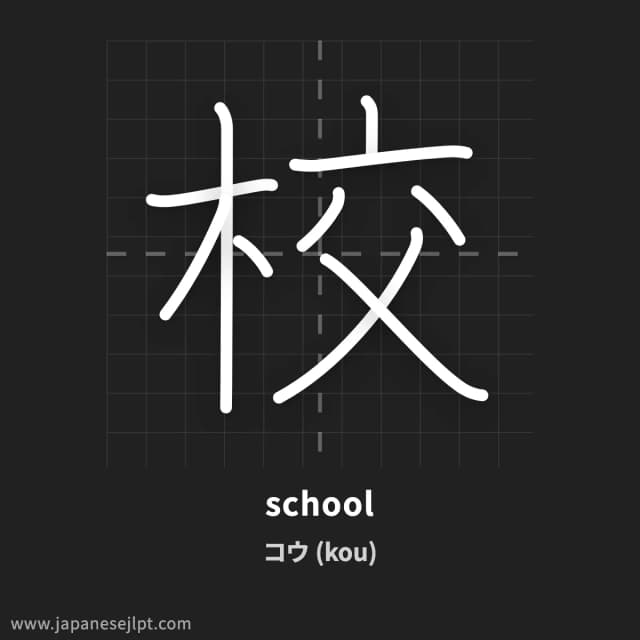 Kanji 校 meaning and readings
