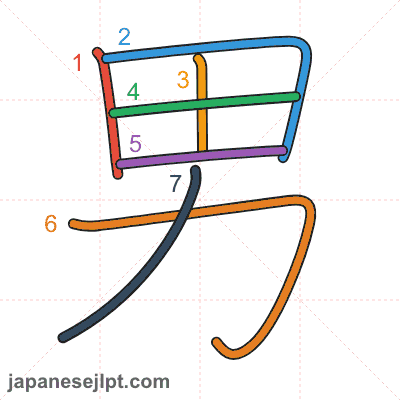 Stroke order animation for kanji 男
