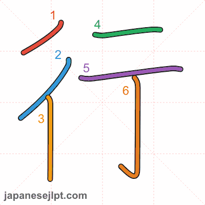 Stroke order animation for kanji 行