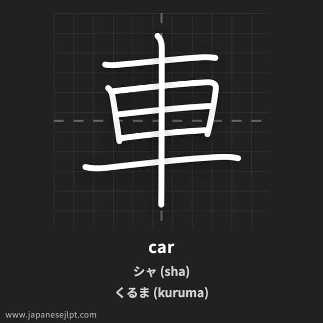 Kanji 車 meaning and readings